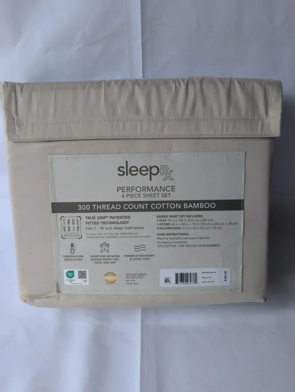 Queen 4pcs Bed Sheet 300 Count Cotton Bamboo Sleep RX B4